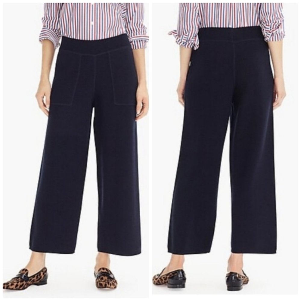 J.Crew wide leg sweater knit crop pants BLACK XS